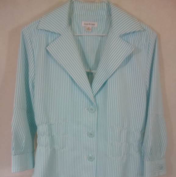 Joan Rivers Jackets & Blazers - Vintage 80's Joan Rivers Blue White Striped Seersucker Button Down Jacket Med